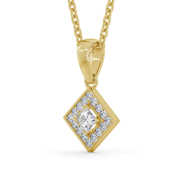 Halo Round Diamond Pendant 9K Yellow Gold - Angelique PNT121_YG_SIDE