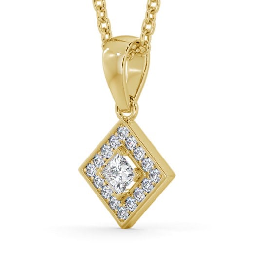 Halo Round Diamond Rotated Square Pendant 9K Yellow Gold PNT121_YG_THUMB1 