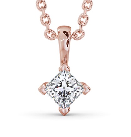  Princess Solitaire Four Claw Stud Diamond Pendant 9K Rose Gold - Eutoria PNT122_RG_THUMB2 
