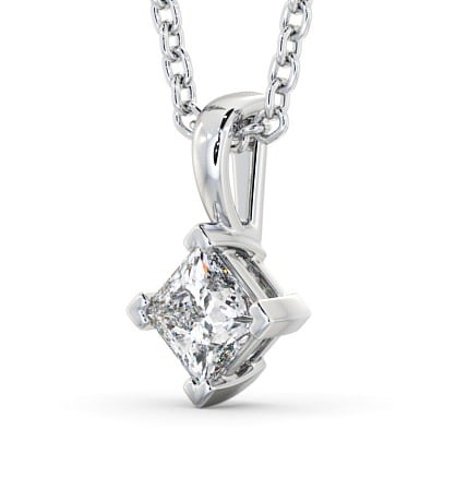 Princess Solitaire Four Claw Stud Diamond Rotated Design Pendant 9K White Gold PNT122_WG_THUMB1