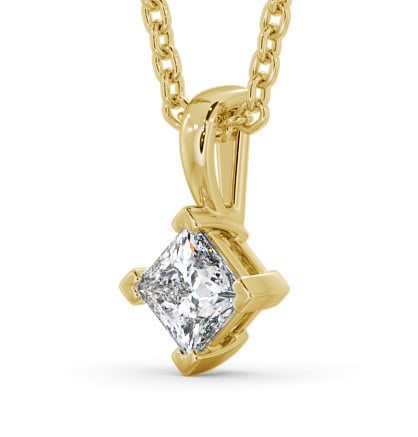  Princess Solitaire Four Claw Stud Diamond Pendant 18K Yellow Gold - Eutoria PNT122_YG_THUMB1 
