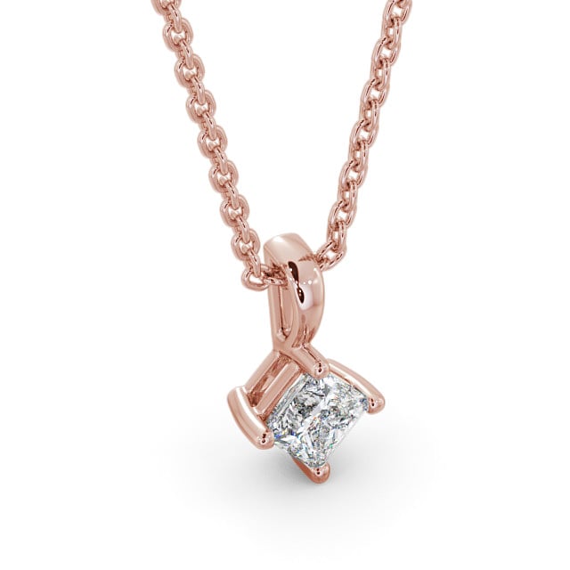 Princess Solitaire Four Claw Stud Diamond Pendant 9K Rose Gold - Ardee PNT123_RG_FLAT