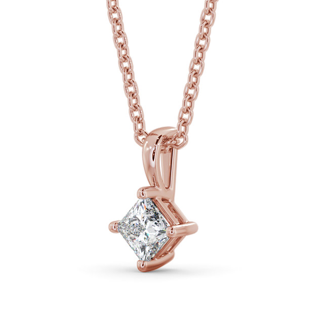 Princess Solitaire Four Claw Stud Diamond Pendant 9K Rose Gold - Ardee PNT123_RG_SIDE