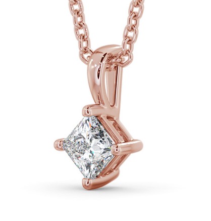 Princess Solitaire Four Claw Stud Diamond Rotated Design Pendant 9K Rose Gold PNT123_RG_THUMB1