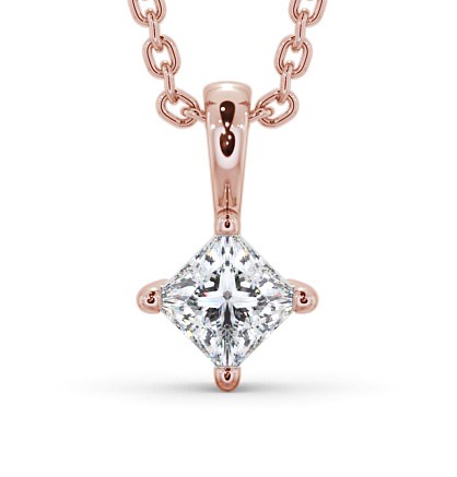 Princess Solitaire Four Claw Stud Diamond Rotated Design Pendant 9K Rose Gold PNT123_RG_THUMB2 