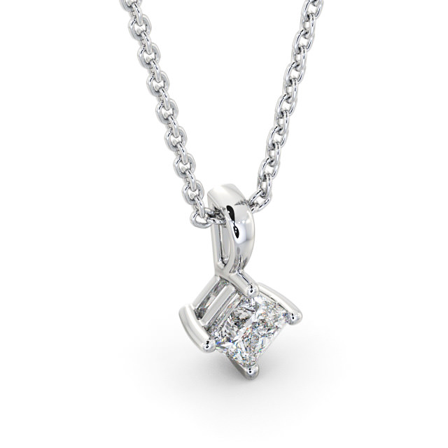 Princess Solitaire Four Claw Stud Diamond Pendant 18K White Gold - Ardee PNT123_WG_FLAT