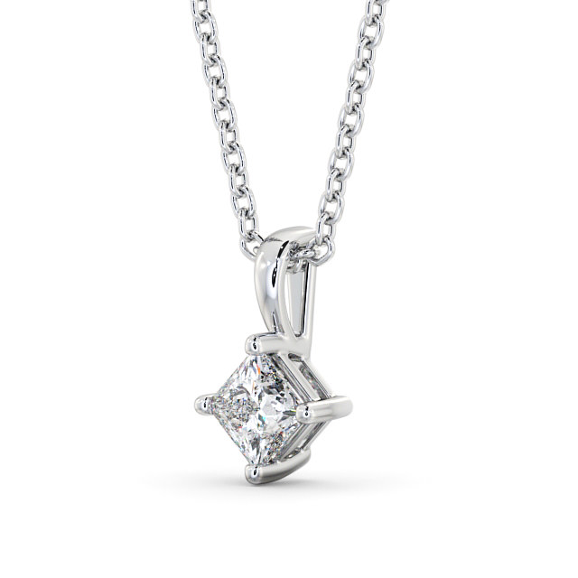 Princess Solitaire Four Claw Stud Diamond Pendant 9K White Gold - Ardee PNT123_WG_SIDE