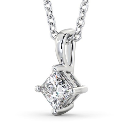  Princess Solitaire Four Claw Stud Diamond Pendant 18K White Gold - Ardee PNT123_WG_THUMB1 