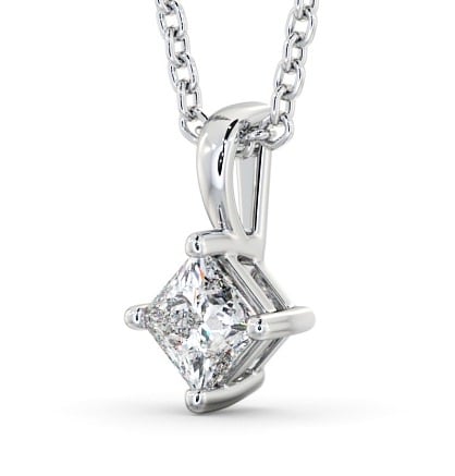 Princess Solitaire Four Claw Stud Diamond Rotated Design Pendant 18K White Gold PNT123_WG_THUMB1 