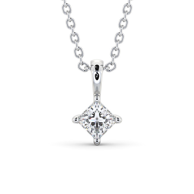 Princess Solitaire Four Claw Stud Diamond Pendant 9K White Gold - Ardee PNT123_WG_UP