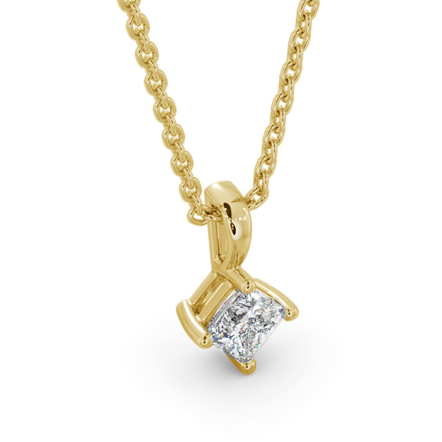 Princess Solitaire Four Claw Stud Diamond Pendant 9K Yellow Gold - Ardee PNT123_YG_FLAT