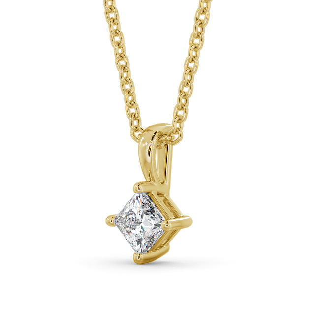 Princess Solitaire Four Claw Stud Diamond Pendant 9K Yellow Gold - Ardee PNT123_YG_SIDE