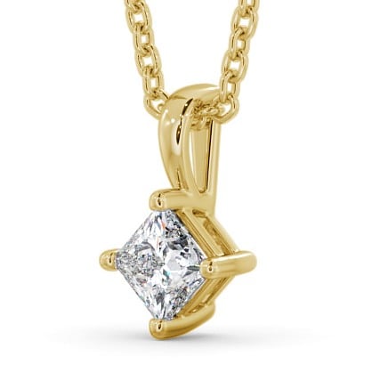 Princess Solitaire Four Claw Stud Diamond Rotated Design Pendant 18K Yellow Gold PNT123_YG_THUMB1 