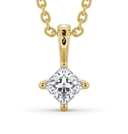 Princess Solitaire Four Claw Stud Diamond Rotated Design Pendant 18K Yellow Gold PNT123_YG_THUMB2 