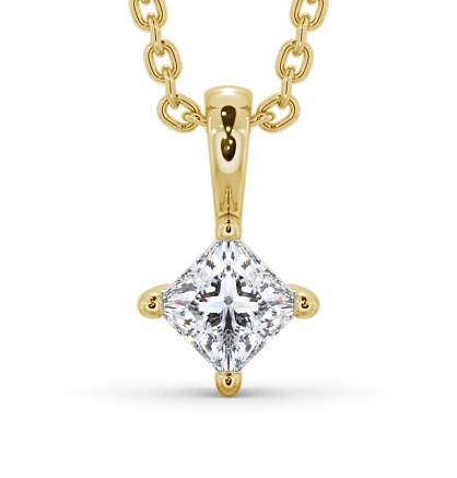  Princess Solitaire Four Claw Stud Diamond Pendant 9K Yellow Gold - Ardee PNT123_YG_THUMB2 