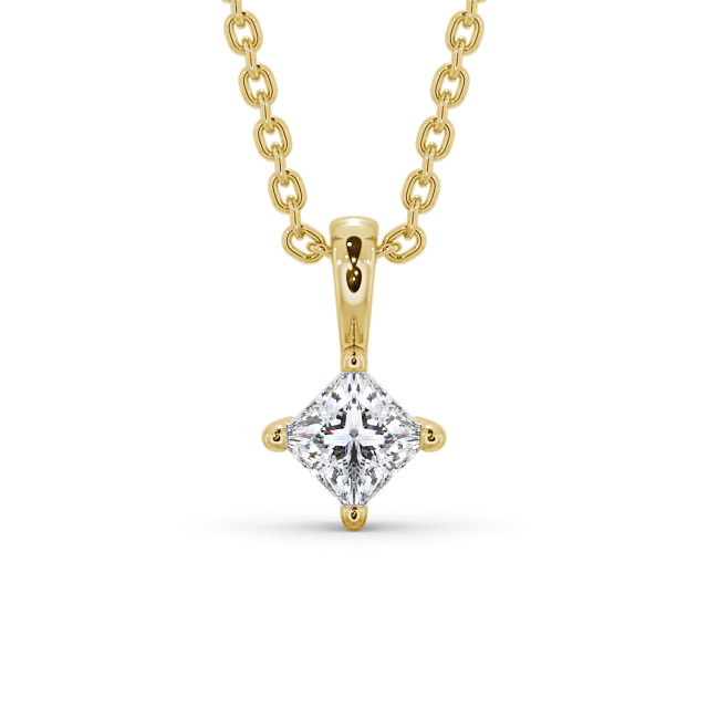 Princess Solitaire Four Claw Stud Diamond Pendant 9K Yellow Gold - Ardee PNT123_YG_UP