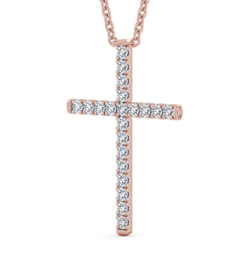 Cross Round Diamond Cluster Pendant 9K Rose Gold PNT124_RG_THUMB1 