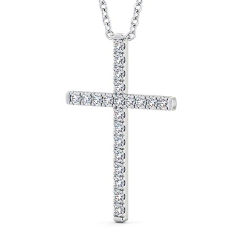 Cross Round Diamond Cluster Pendant 18K White Gold PNT124_WG_THUMB1 