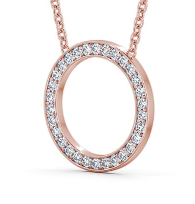 Circle Round Diamond Pave Channel Pendant 18K Rose Gold PNT127_RG_THUMB1