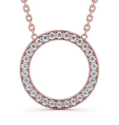  Circle Round Diamond Pendant 9K Rose Gold - Marinela PNT127_RG_THUMB2 