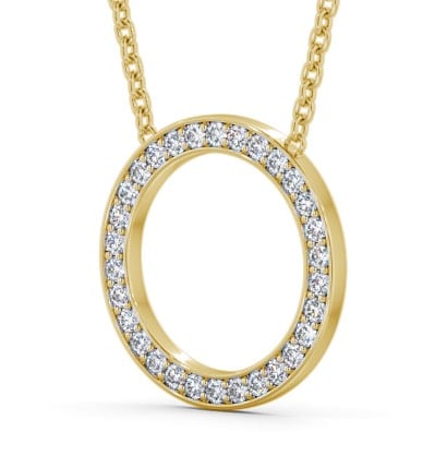 Circle Round Diamond Pave Channel Pendant 18K Yellow Gold PNT127_YG_THUMB1 