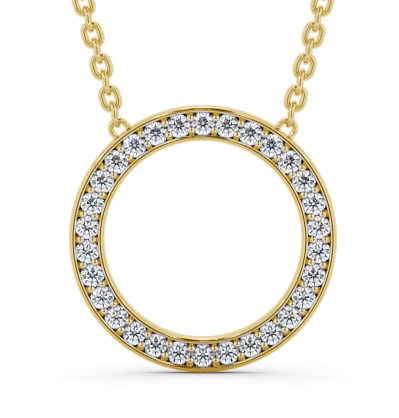  Circle Round Diamond Pendant 18K Yellow Gold - Marinela PNT127_YG_THUMB2 