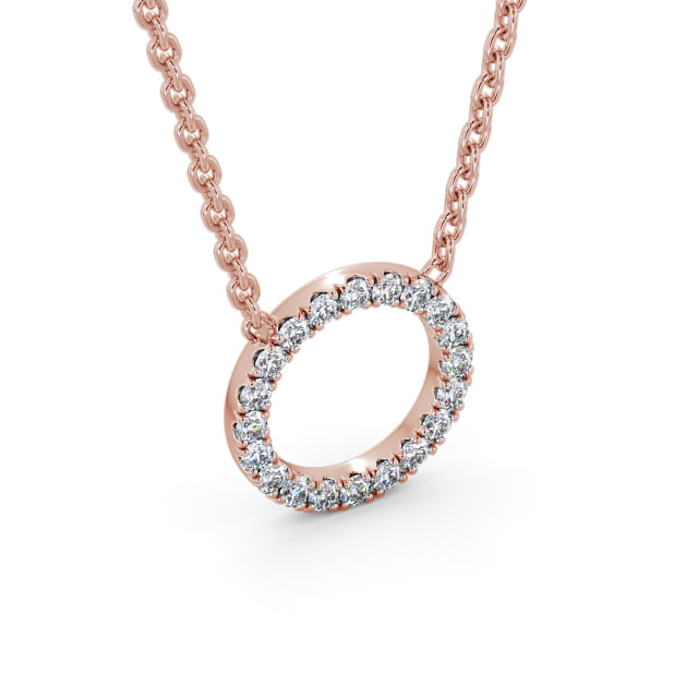 Circle Round Diamond Pendant 18K Rose Gold - Carletta PNT128_RG_FLAT