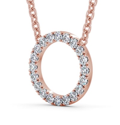 Circle Round Diamond Microprong Pendant 9K Rose Gold PNT128_RG_THUMB1