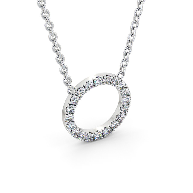 Circle Round Diamond Pendant 9K White Gold - Carletta PNT128_WG_FLAT