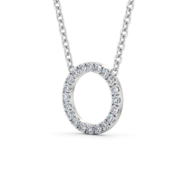 Circle Round Diamond Pendant 9K White Gold - Carletta PNT128_WG_SIDE