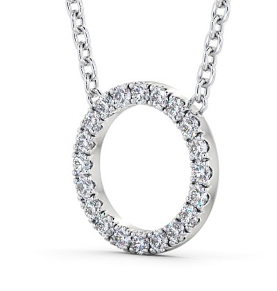 Circle Round Diamond Microprong Pendant 18K White Gold PNT128_WG_THUMB1 