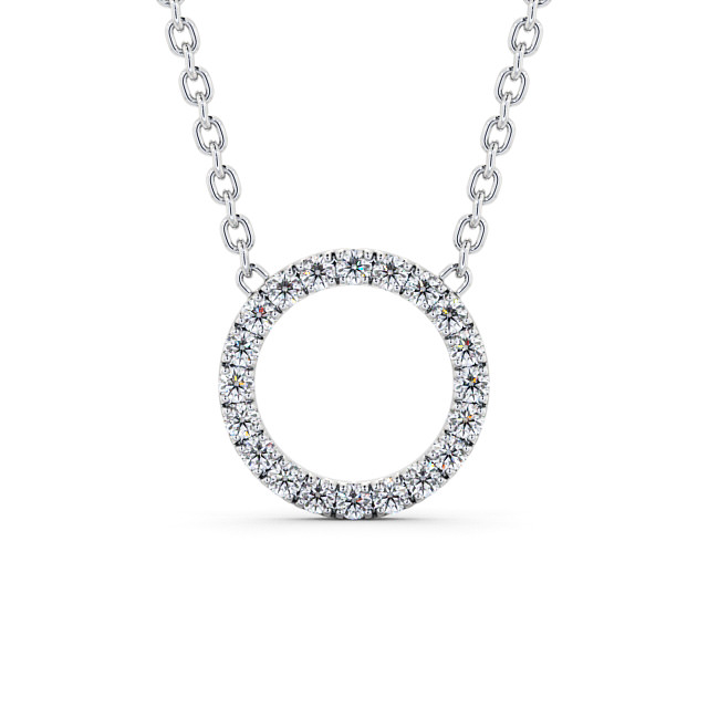 Circle Round Diamond Pendant 18K White Gold - Carletta PNT128_WG_UP