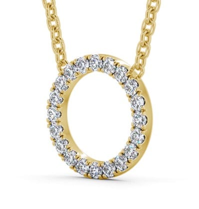 Circle Round Diamond Microprong Pendant 18K Yellow Gold PNT128_YG_THUMB1