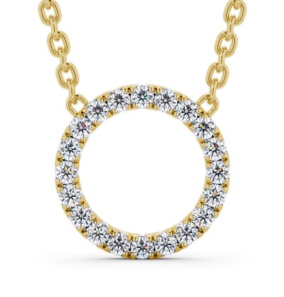  Circle Round Diamond Pendant 9K Yellow Gold - Carletta PNT128_YG_THUMB2 