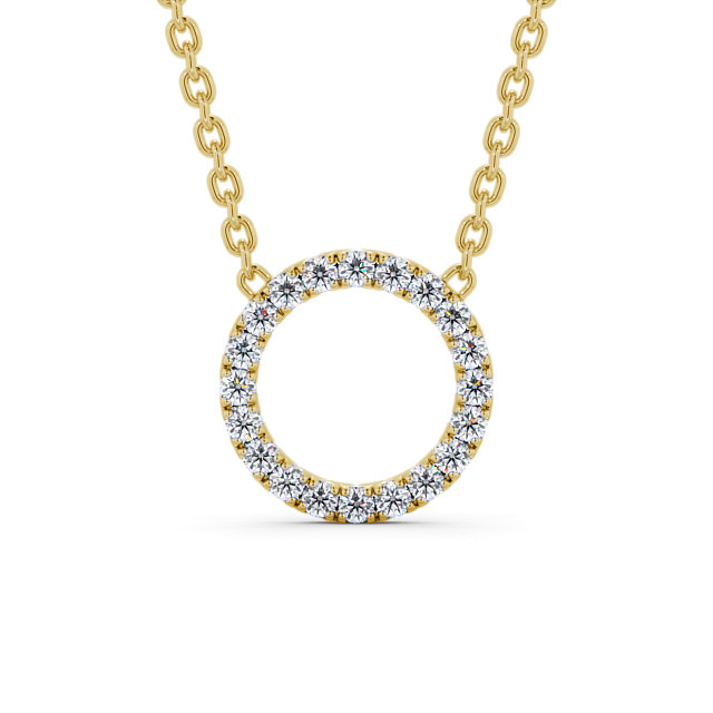Circle Round Diamond Pendant 18K Yellow Gold - Carletta PNT128_YG_UP