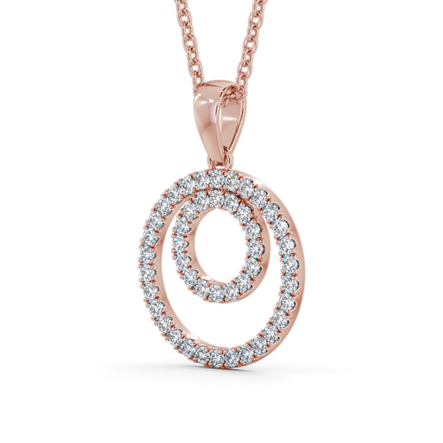 Circle Round Diamond Pendant 18K Rose Gold - Lavenda PNT129_RG_SIDE