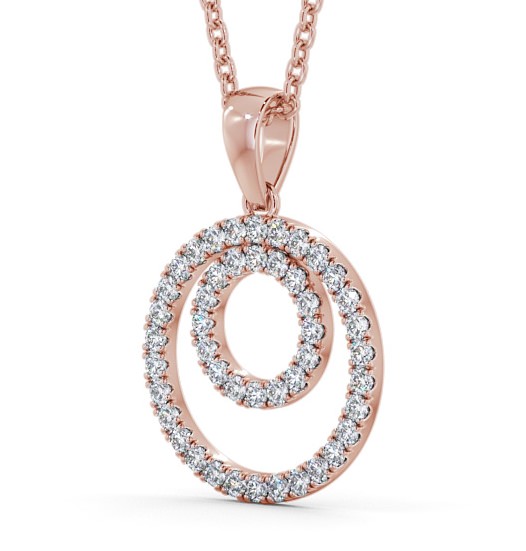 Double Circle Round Diamond Pendant 9K Rose Gold PNT129_RG_THUMB1