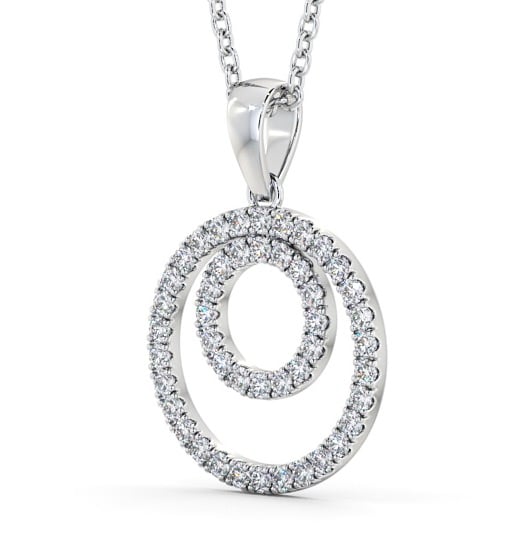 Double Circle Round Diamond Pendant 9K White Gold PNT129_WG_THUMB1