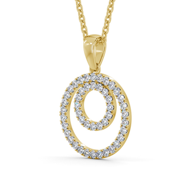 Circle Round Diamond Pendant 18K Yellow Gold - Lavenda PNT129_YG_SIDE