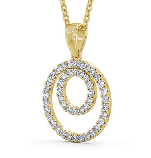 Double Circle Round Diamond Pendant 9K Yellow Gold PNT129_YG_THUMB1