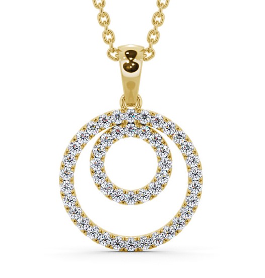  Circle Round Diamond Pendant 9K Yellow Gold - Lavenda PNT129_YG_THUMB2 