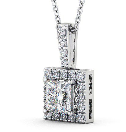 Halo Princess Diamond Pendant Silver PNT12_WG_THUMB1 