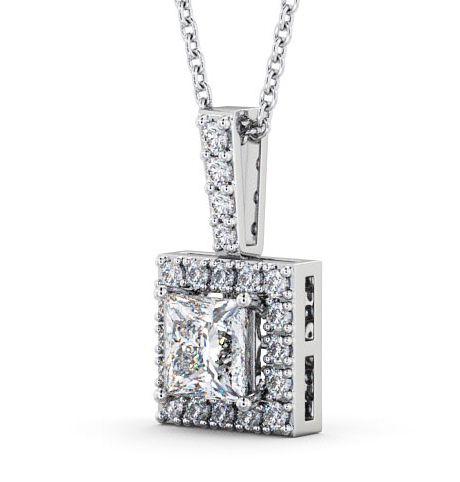 Halo Princess Diamond Pendant 18K White Gold - Velinea PNT12_WG_THUMB1 