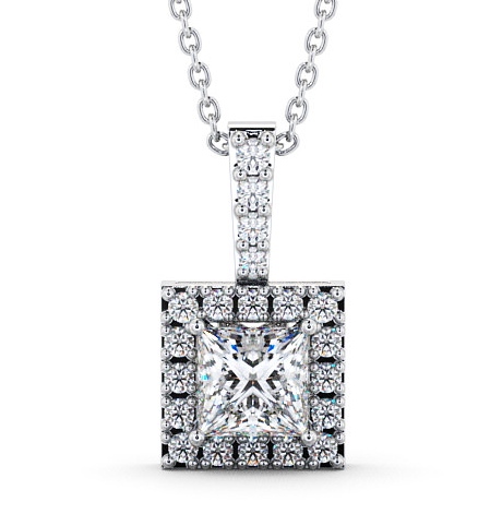  Halo Princess Diamond Pendant 9K White Gold - Velinea PNT12_WG_THUMB2 
