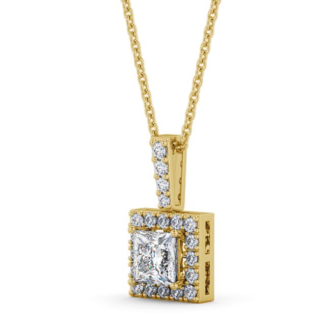 Halo Princess Diamond Pendant 18K Yellow Gold - Velinea
