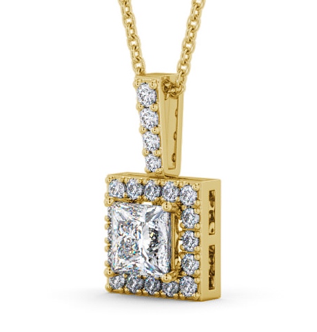  Halo Princess Diamond Pendant 18K Yellow Gold - Velinea PNT12_YG_THUMB1 