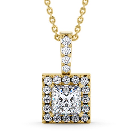  Halo Princess Diamond Pendant 18K Yellow Gold - Velinea PNT12_YG_THUMB2 