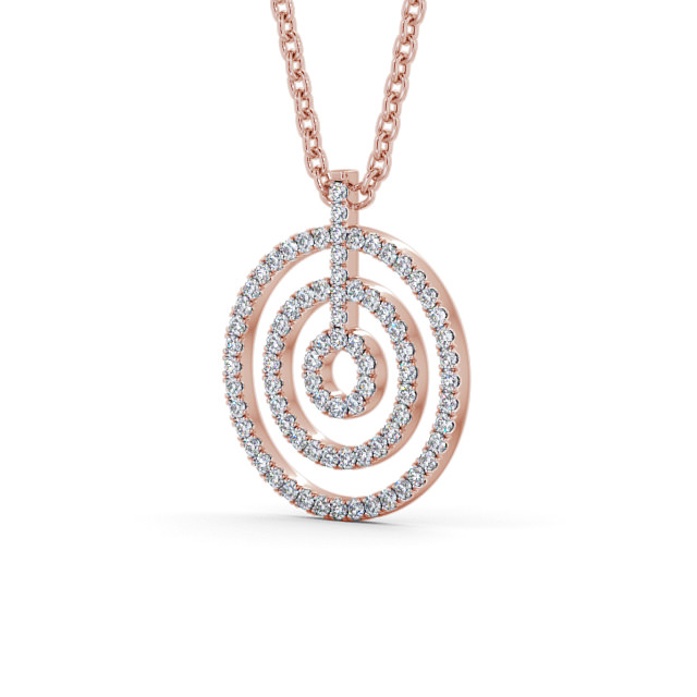 Circle Round Diamond Pendant 18K Rose Gold - Stefania PNT130_RG_SIDE