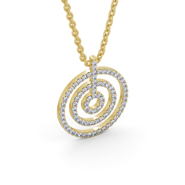 Circle Round Diamond Pendant 9K Yellow Gold - Stefania PNT130_YG_FLAT