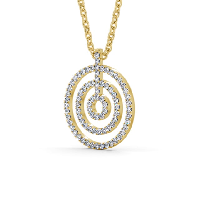 Circle Round Diamond Pendant 18K Yellow Gold - Stefania PNT130_YG_SIDE